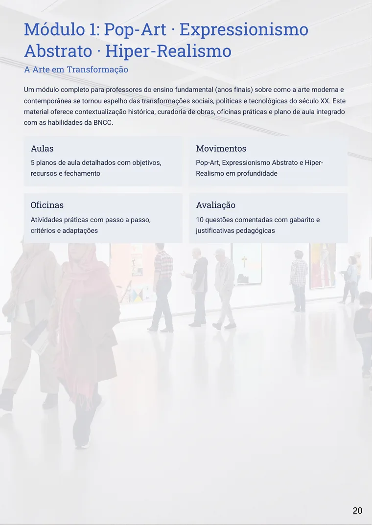 Página do guia Pulsares da Arte com a estrutura do módulo 1